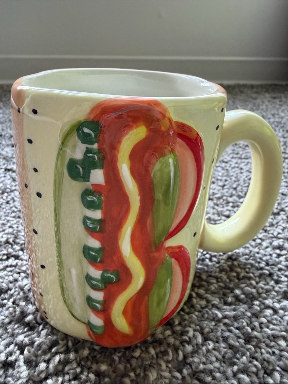 Portillos Hand-Painted Ceramic Yellow Multicolor Accent Mug